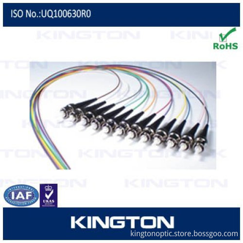 SC/PC 12 cores fiber optic pigtail with colorful cable